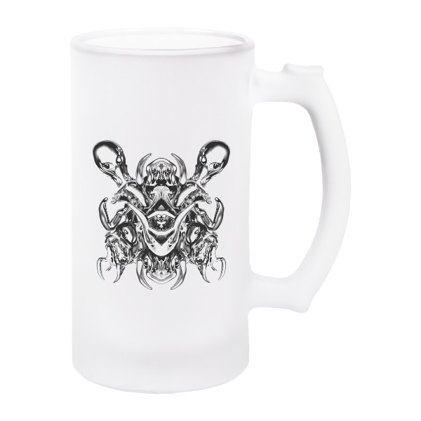 Korbel na pivo - matné sklo s potiskem Korbel Pivo - Znak lebky