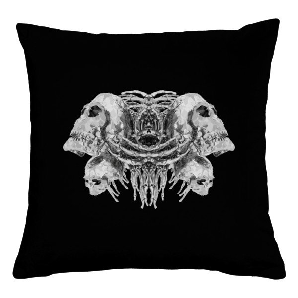 Polštář bavlněný  s potiskem Polštář černý - Skulls