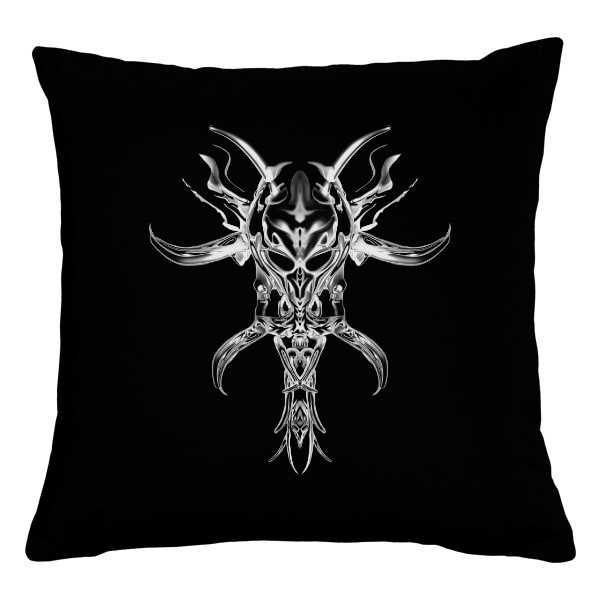 Polštář bavlněný  s potiskem Polštář černý - Temná maska s ostny